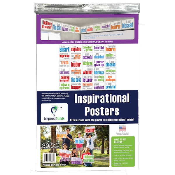Motivational Card Stock Posters, Set of 30, English